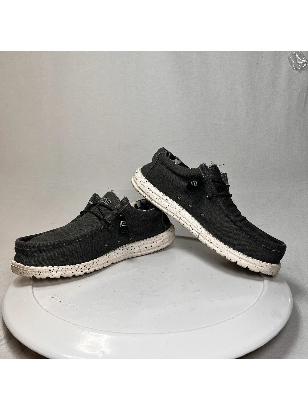 HEY DUDE Men's Shoes Wally Stretch Canvas Comfort Black - Size 9
